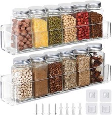 2 Pack Wall Mounted Clear Acrylic Spice Rack Organizer Spice Shelves for Kitchen