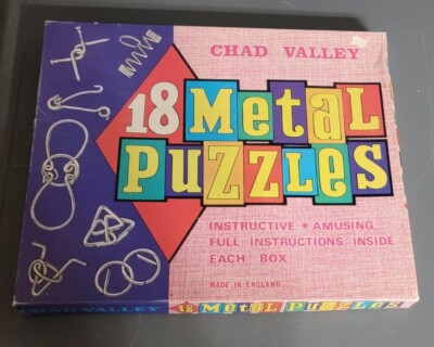 Vintage Chad Valley 18 Metal Puzzles with Box 