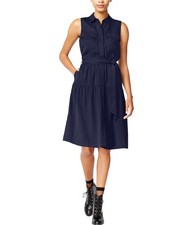 maison Jules Womens Utility-Pocket Shirt Dress
