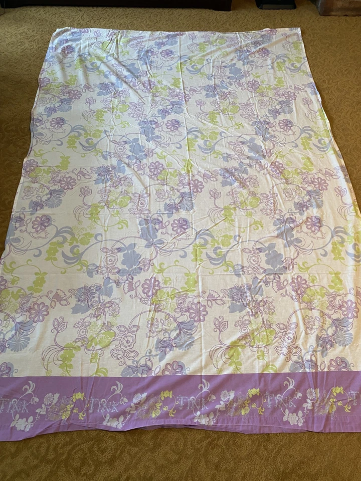 Vtg Tinker Bell Twin Sheet Set Purple Lavender Flat Fitted And Pillowcase - Image 4 of 4