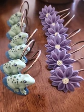 Jubilee Shower Curtain Hooks Frog Purple Lilly Pad Froggys Pond Set of 12 Resin