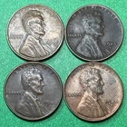 Lot of 4 Lincoln Wheat Pennies: 1945, 1945-S, 1946, 1946-S