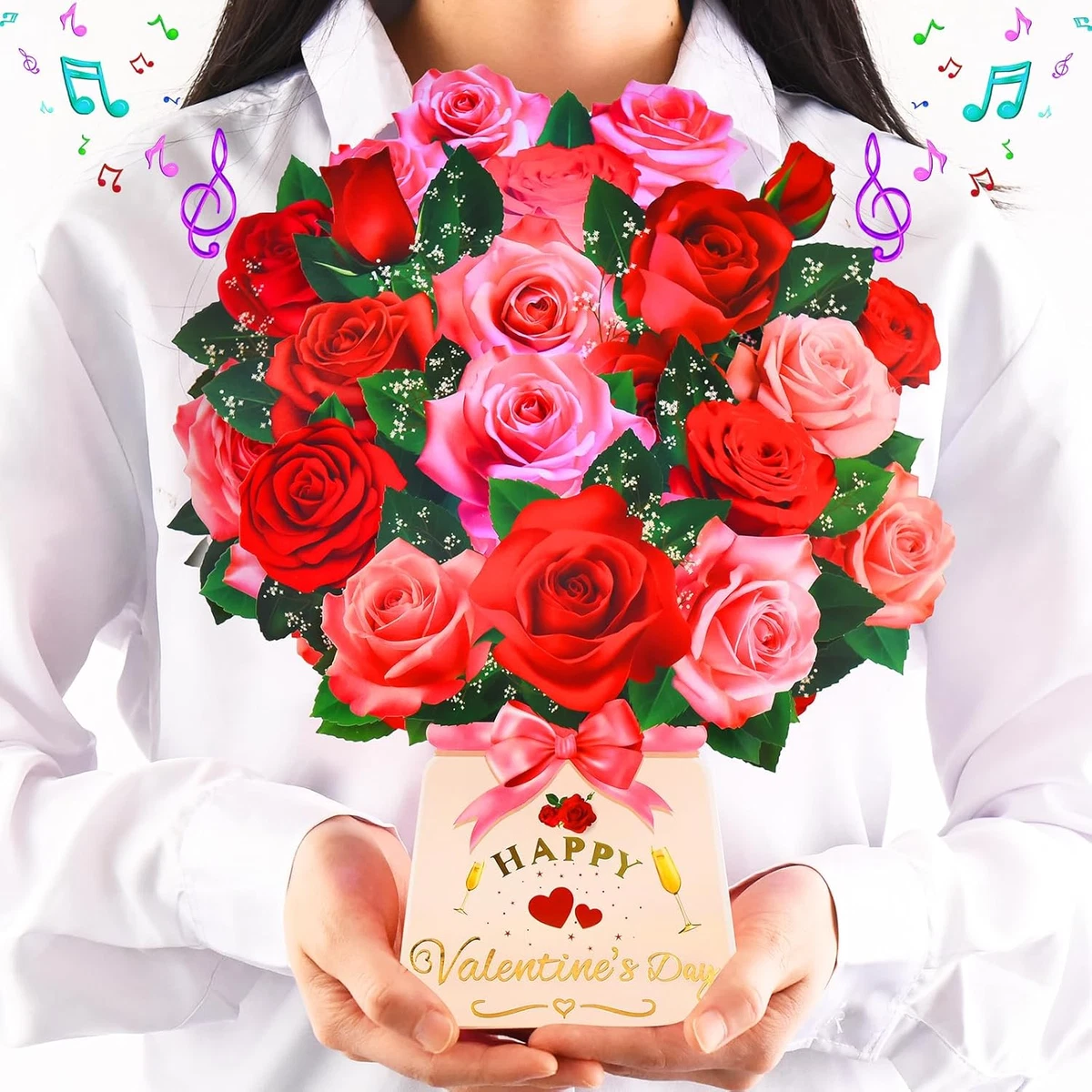 Ramo de rosas colorido, tarjeta emergente, tarjeta 3D, tarjeta de felicitación, regalo del Día de la Madre - España