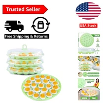 Versatile Stackable Deviled Egg Containers - 66 Slots, Dishwasher Safe, Green