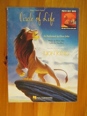 Circle of Life Elton John Lion King 1994 Poster Sheet Music