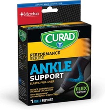 CURAD Size S/M Elastic Pull-Over Ankle Support, Flex Support, for Mild Sprains a