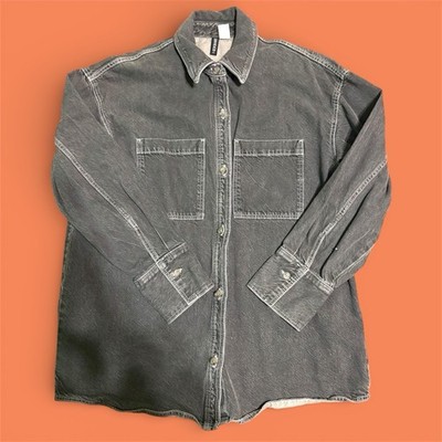 H&M grey denim button up jacket basic wear jacket