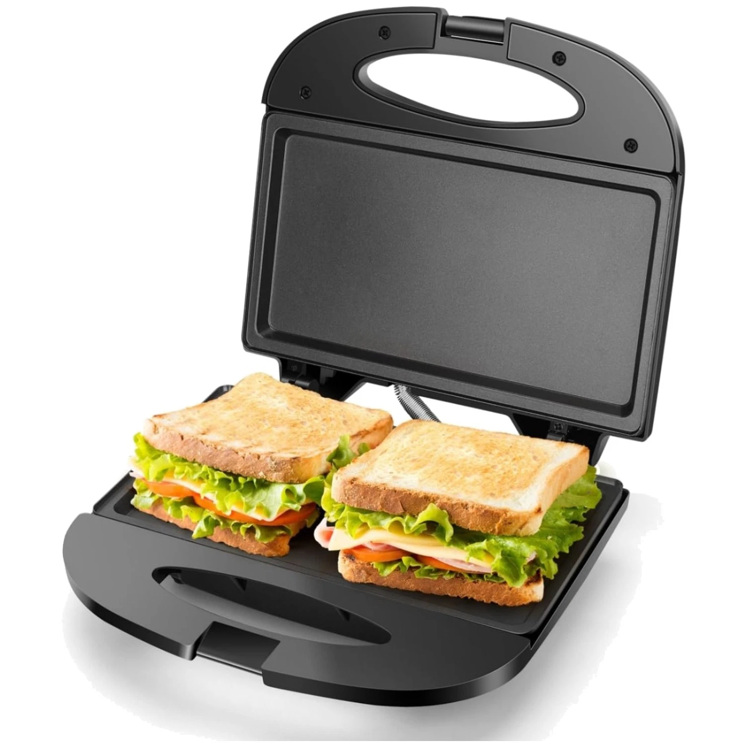 Compact Electric Sandwich Maker Non-stick Grill - Black