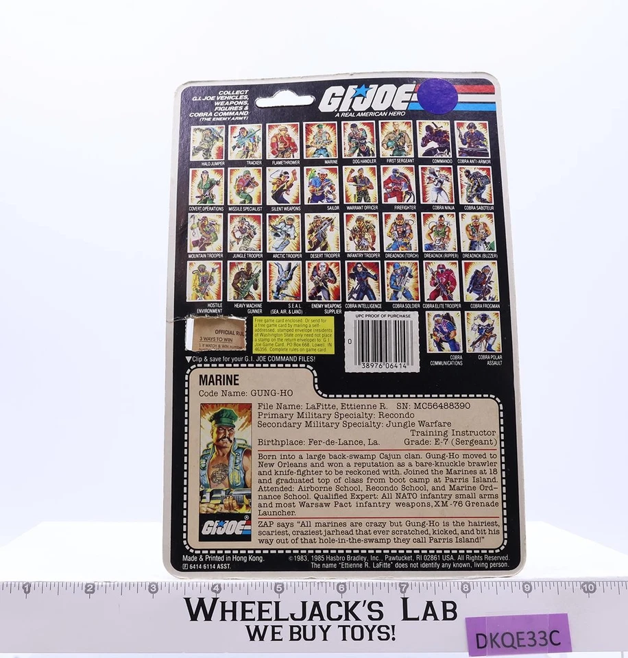 Figura de acción de colección Hasbro Gung-Ho 34 Back GI Joe 1985 NUEVA SELLADA MOSC Foto 2 de 4