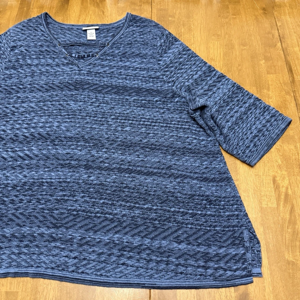 Catherine’s Suéter Mujer’s 4X Azul Ligero Acogedor Manga 3/4 Cuello en V Informal Foto 4 de 4