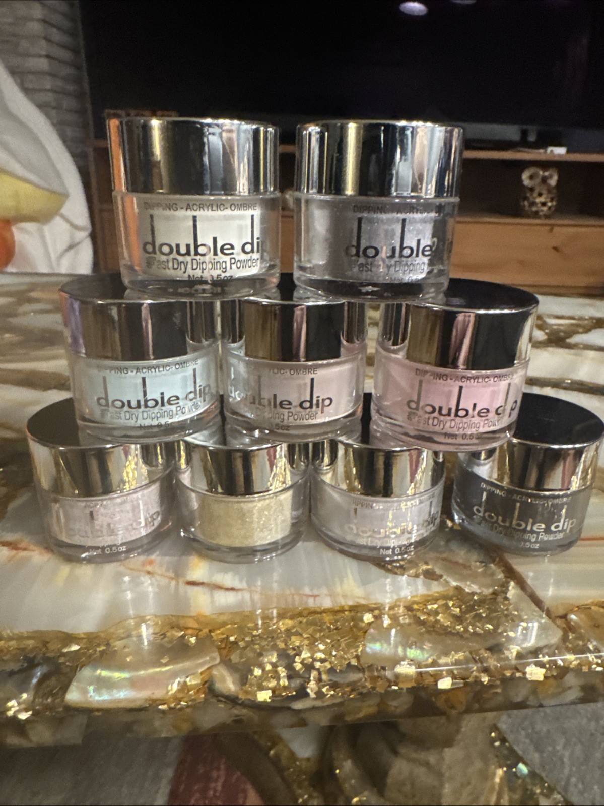 NEW 9 LOT DOUBLE DIP NAIL DIPPING POWDER FOR ACRYLIC NAILS DIFFERENT COLORS NICE