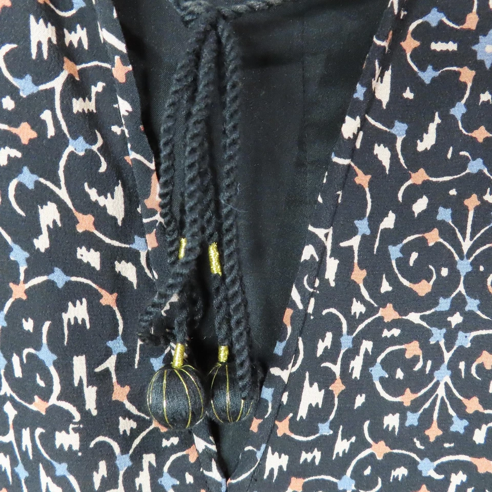 Vestido MADEWELL Mujer 8 Negro Rosa Azul Seda Boho Borla Volantes Dobladillo Forrado Foto 3 de 4