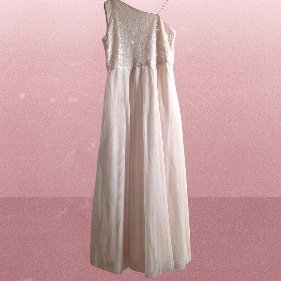 Monsoon Girls Party Dress -  One-Shoulder- Sequin detail-Champagne- 11 Yrs- BNWT - Image 2 of 4