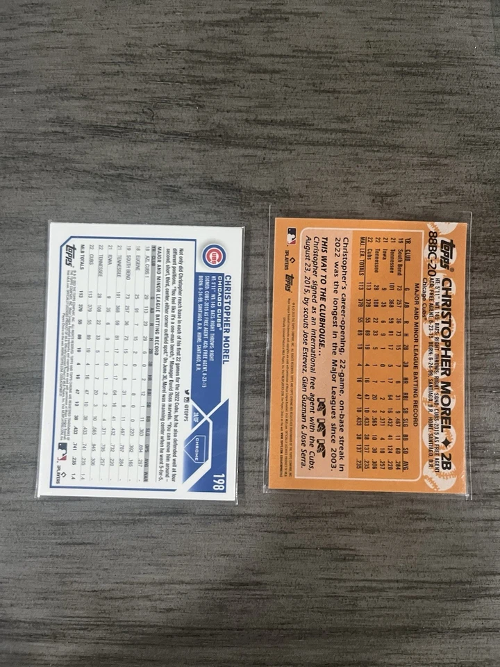 (2) 2023 Topps Chrome/1988 Topps Baseball Christopher Morel #198/88BC-20 RC Cubs - Image 2 of 2