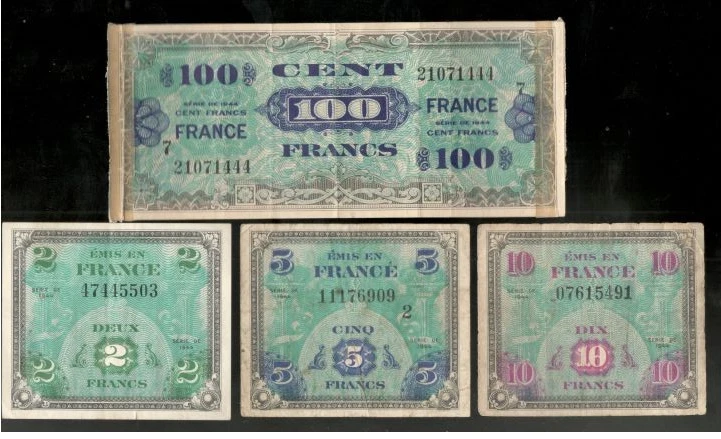 Circulated 1944 Year Military Currency French Paper Money for sale