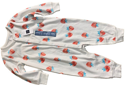 JC !WOW! Vintage NWT Baby Gap Logo 6-9M Strawberry Long Sleeve Pants Romper