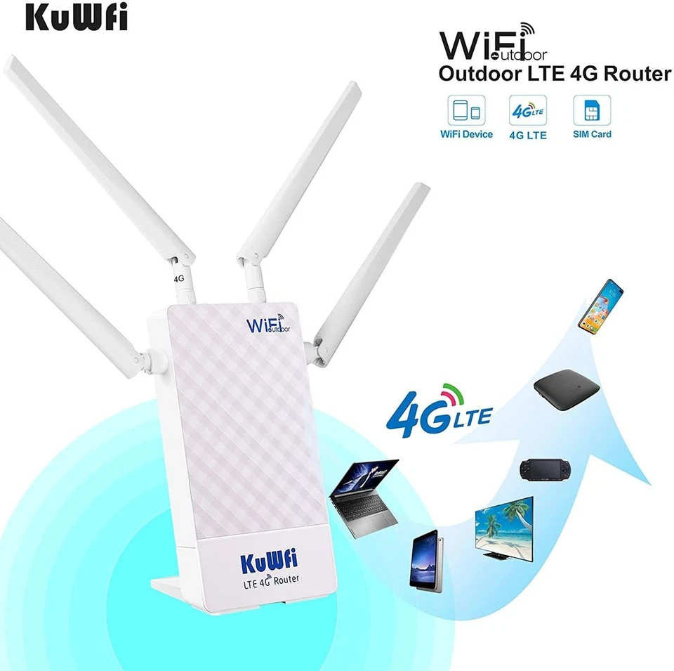 KuWFi 4G LTE Box Wasserdicht 300Mbps Externe SIM SMA-Anschluss IP-Kamera B1-B7-B - Bild 3 von 4
