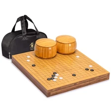 Yellow Mountain Imports Bamboo 2-Inch Reversible 19x19 / 13x13 Go Game Set Board