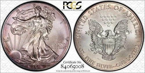 2011 SILVER EAGLE PCGS MS68 FROM THE 25TH ANNIVERSARY SET CLASSIC BLUE LABEL