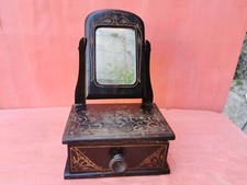 VECCHIO ANTICO PRIMITIVO LEGNO FATTO A MANO ARMADIO SPECCHIO WC ARMADIETTO trucco