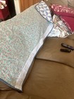 Light Blue Pinwheel Twin Quilt Stitched In Red Reversible Hangable — photo 6