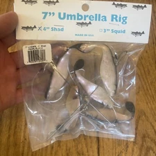 7” Umbrella Rig 4 Arm With 4” Shad (5)  Pearl Black New In Package McKala Fishin