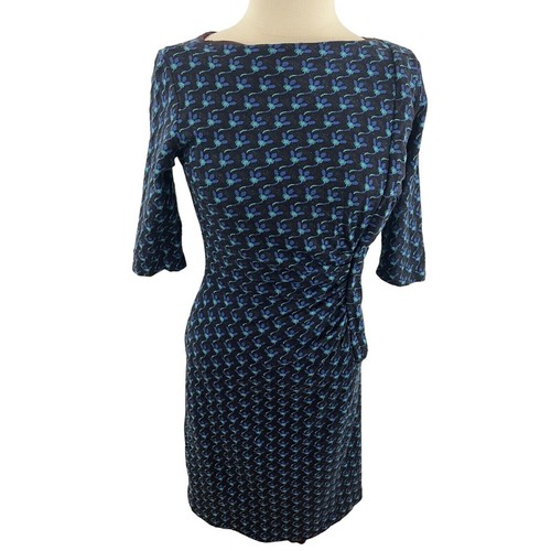 Vestido vintage años 70 para mujer azul floral mod GoGo señora Brady tradicional esposa hecho a mano - Imagen 2 de 8