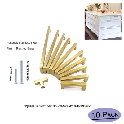 10pack Brushed Brass Cabinet Knobs Handles Gold Drawer Pulls