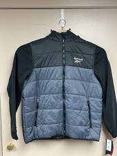 NWT Reebok Black/Black Hooded Jacket Style OMRB1046 Mens L Full Zip Pockets