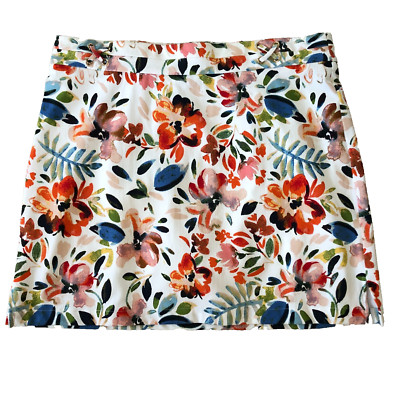 RAFAELLA Comfort Colorful Skort Size 14 Comfort Waistband Tropical Print NWOT