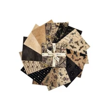 Gothic Halloween 5" CHARM PACK FABRIC CATS BATS SNAKE & BUGS