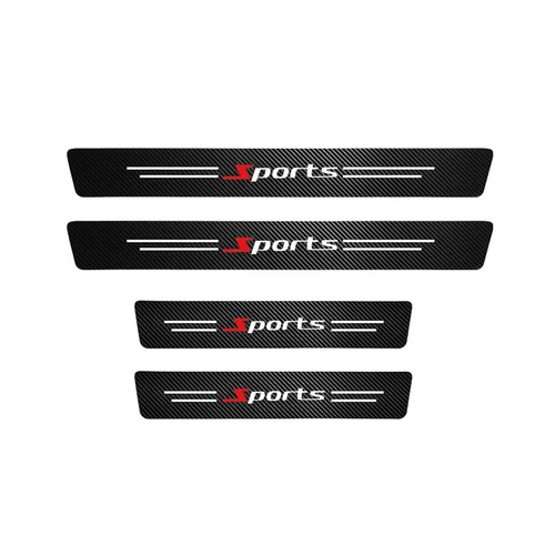 4 piezas de fibra de carbono placa de puerta de coche umbral cubierta antiarañazos pegatina deportiva - Imagen 4 de 12