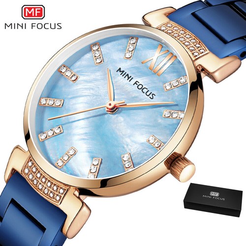 MINI FOCUS Women Watch Blue Steel Wristwatch Fashion Charming Rhinestone Watches - Afbeelding 28 van 28