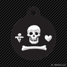 Jolly Roger Stede Bonnet Pirate Keychain Round with Tab engraved many colors