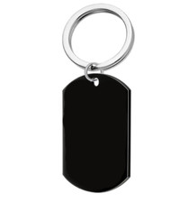Men Women Black Steel Plate Keychain  Engraving Gift