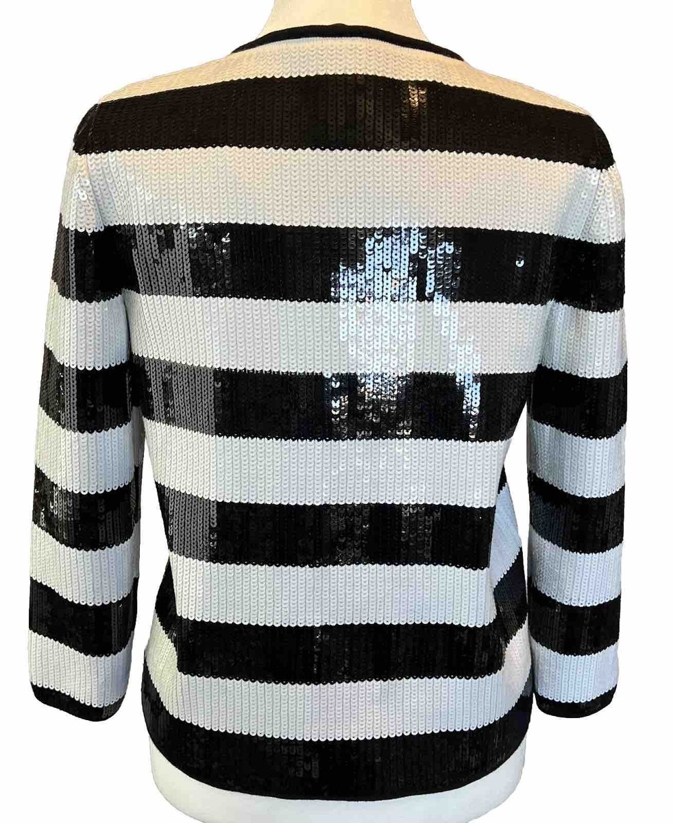 Veste Ann Taylor Blanche à Bordure Noire - Taille 0, Doublée, Occasion Excellente