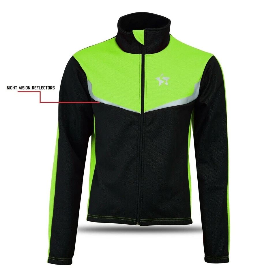 Cycling Winter Jacket Thermal Fleece Long Sleeve Bike Wind Breaker Unisex Adult - Image 3 of 4