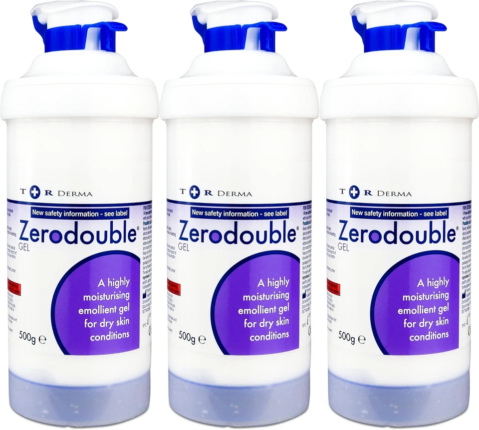 ZERODERMA Zerodouble Emollient Gel 500g | Skin Hydration | Eczema Relief X 3