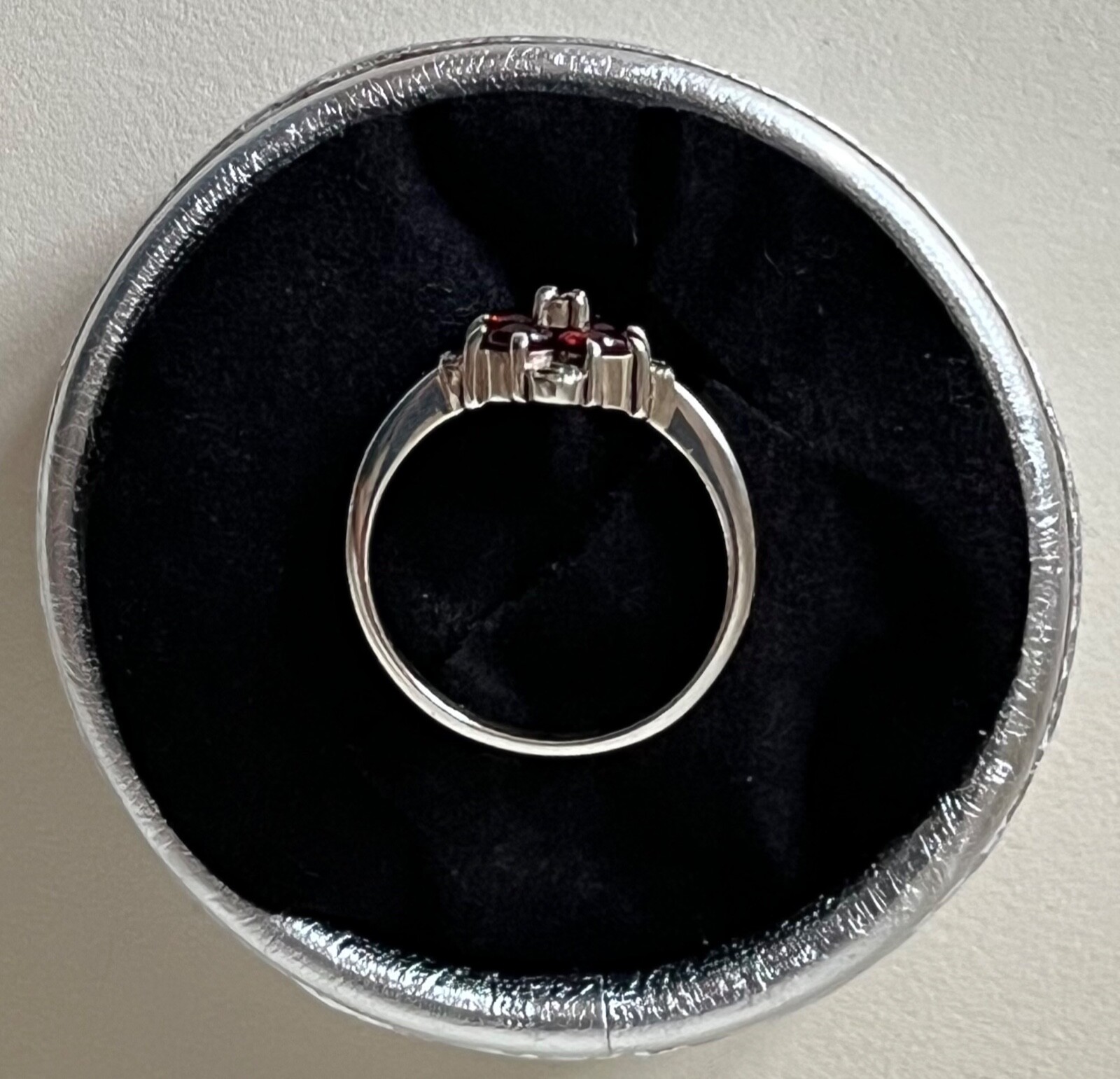 GARNET & SOLID STERLING SILVER RING Size L Semi p… - image 6