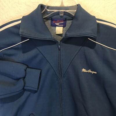 Vintage 70s Jogging MacGregor Track Jacket M POLY/COTTON Retro Colors Blue white