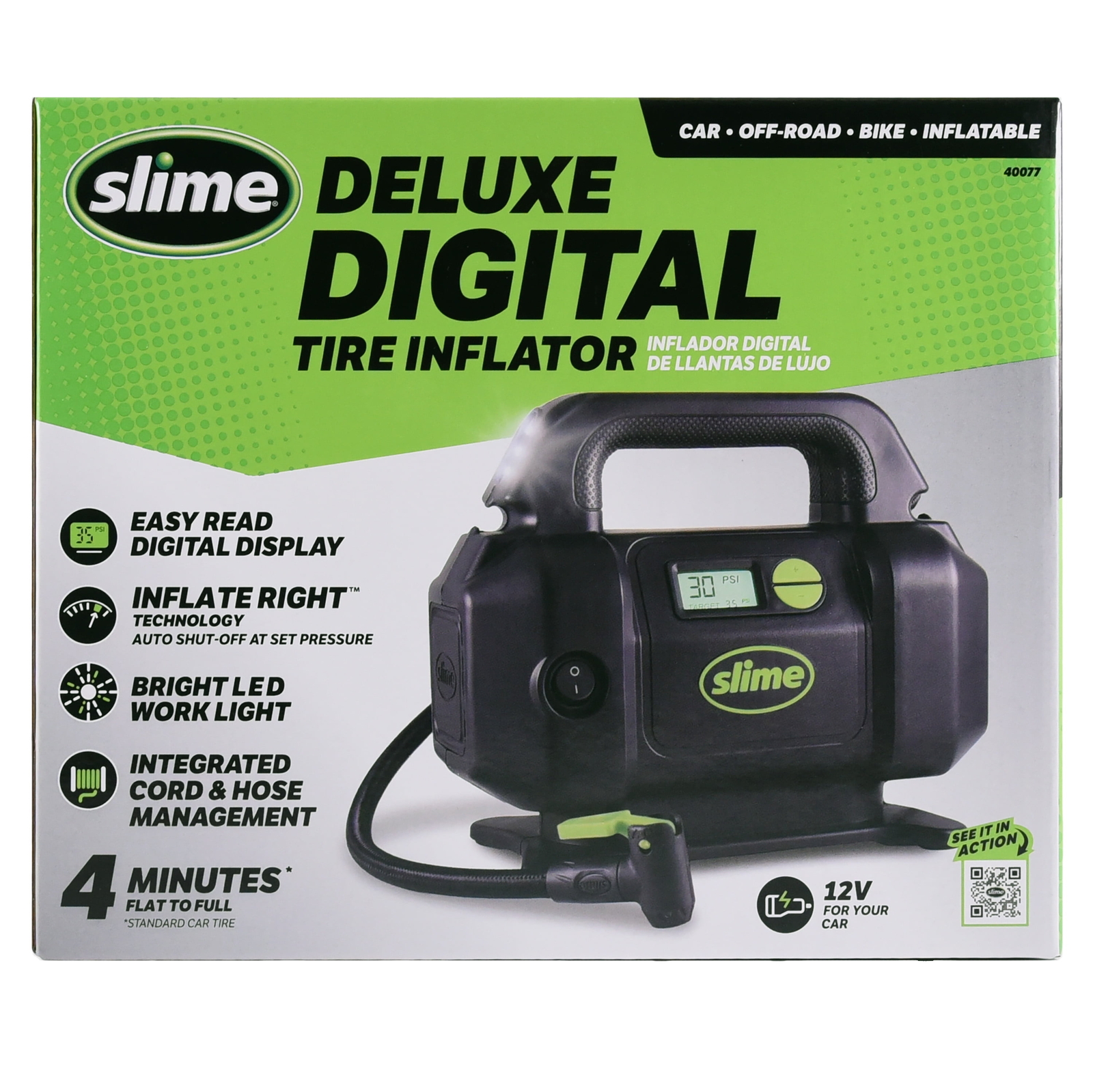 12V Deluxe Digital Tire Inflator Air Pump with Pressure Gauge - 40077
