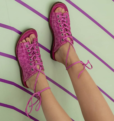 NEW 36/5.5-6 $228 Free People AS 98 Regis Sandals Flats Pink Lace Up Ankle  Tie | eBay