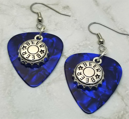 Pendientes de guitarra con tapa de botella de cerveza - Elige tu color - Imagen 9 de 11
