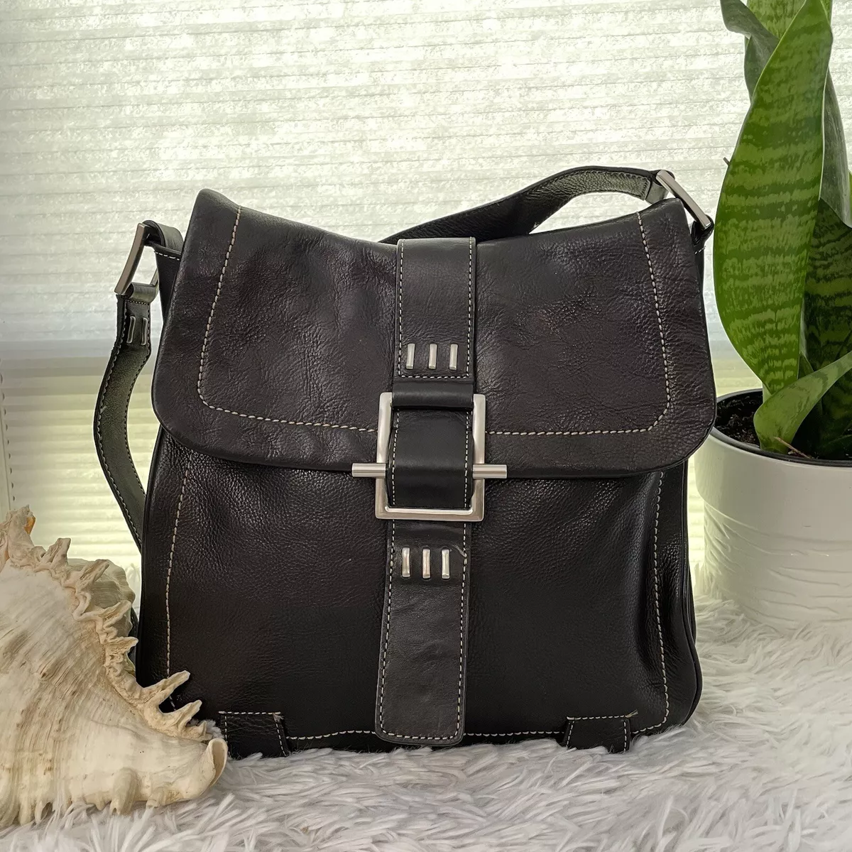 KENNETH COLE Black Genuine Leather Crossbody Messenger Bag size small | eBay