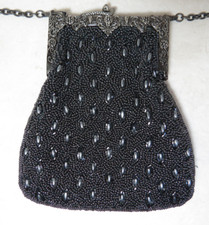 Inge Christopher Beaded Bag / Evening Bag Purse Crossbody Chain Victorian Style