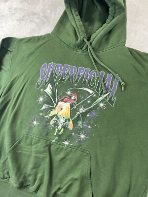 Superficial LA Hoodie Pullover Men's Large Green Graphic Hooded Goat Death