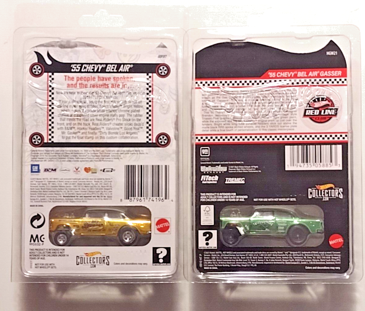 Hot Wheels RLC '55 Chevy Bel Air Gasser x2 w/Case Red Line Club