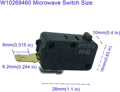 LONYE SZM-V16-FC-63 W10269460 Microwave Door Switch Replacement
