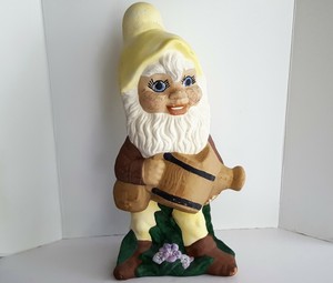 Vintage 1980s Garden Gnome Large 18 Ceramic Statue Elf Figurine Watering Can Ebay