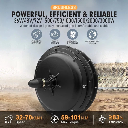 20-26" E-bike Fat Tire Conversion Kit 48V 500-3000W Front/Rear Hub Motor Wheel - Picture 3 of 16